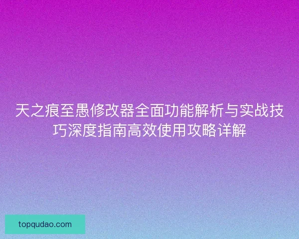 天之痕至愚修改器全面功能解析与实战技巧深度指南高效使用攻略详解